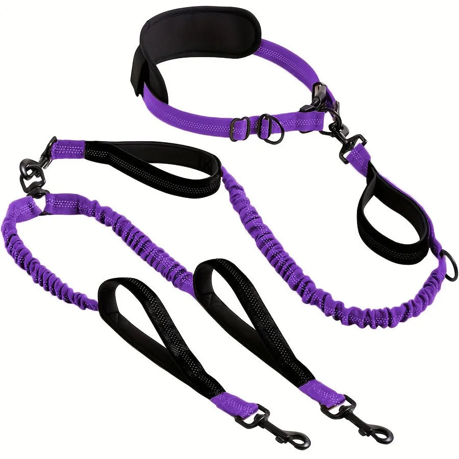 Hands Free Double Dog Leash – Dual Leash for Medium and Large Breeds – Lead for 2 Dogs with Padded Handles,Reflective Stitches (Copy)