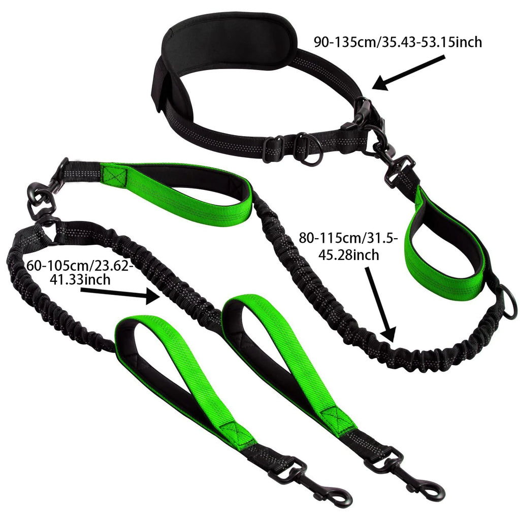 Hands Free Double Dog Leash – Dual Leash for Medium and Large Breeds – Lead for 2 Dogs with Padded Handles,Reflective Stitches (Copy)