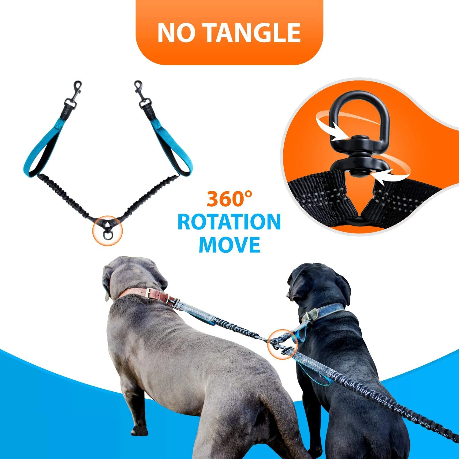 Hands Free Double Dog Leash – Dual Leash for Medium and Large Breeds – Lead for 2 Dogs with Padded Handles,Reflective Stitches (Copy)