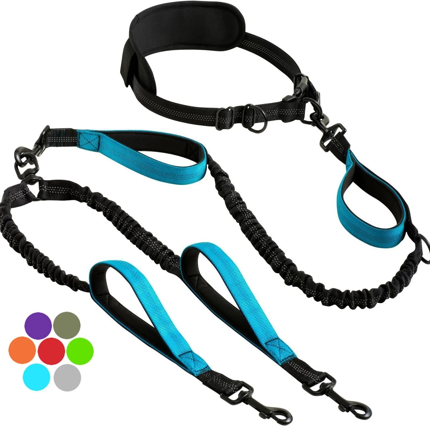 Hands Free Double Dog Leash – Dual Leash for Medium and Large Breeds – Lead for 2 Dogs with Padded Handles,Reflective Stitches (Copy)