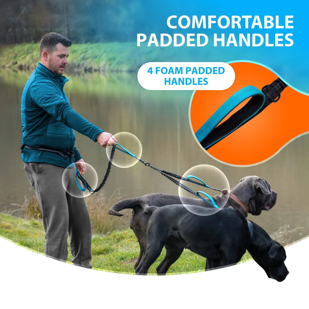 Hands Free Double Dog Leash – Dual Leash for Medium and Large Breeds – Lead for 2 Dogs with Padded Handles,Reflective Stitches (Copy)